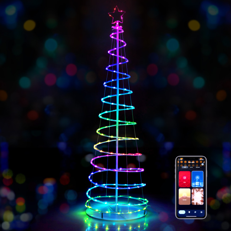 6 Feet Light Up Spiral Christmas Tree with Tree Top Star-WhiteCostway Gallery View 7 of 10