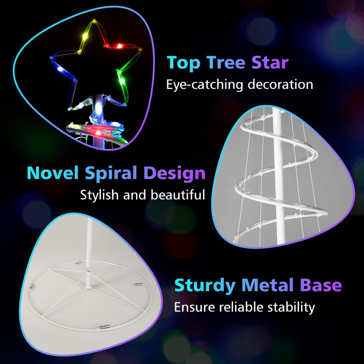 6 Feet Light Up Spiral Christmas Tree with Tree Top Star-WhiteCostway Gallery View 8 of 10