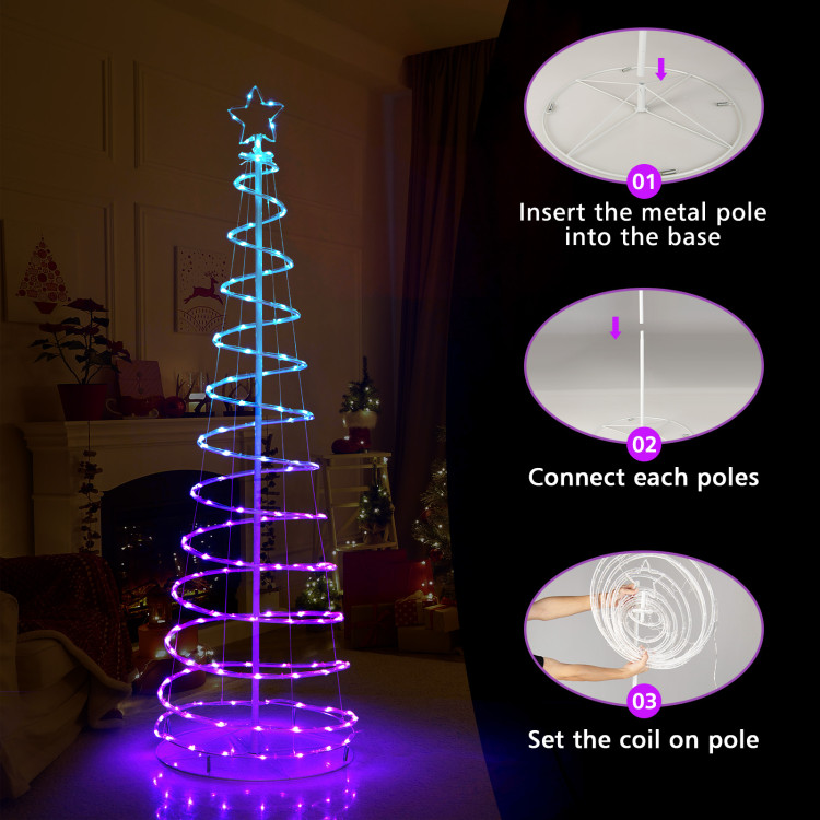 6 Feet Light Up Spiral Christmas Tree with Tree Top Star-WhiteCostway Gallery View 10 of 10