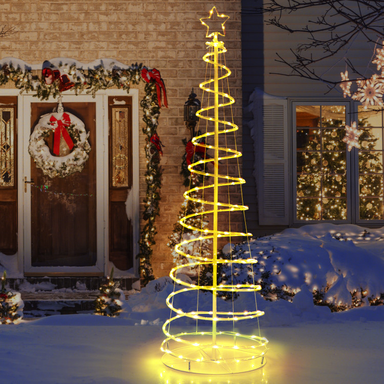6 Feet Light Up Spiral Christmas Tree with Tree Top Star-WhiteCostway Gallery View 2 of 10