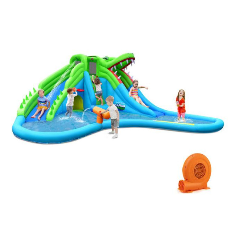 Inflatable Crocodile Style Water Slide Upgraded Kids Bounce Castle with 680W Blower - Gallery View 2 of 10