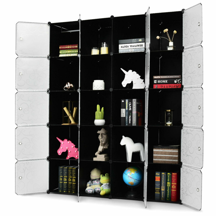20-Cube DIY Plastic Cube Storage Organizer with DoorsCostway Gallery View 6 of 13
