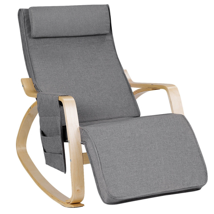 Comfortable Lounge Rocking Chair with Removable Cushion Cover and Side PocketCostway Gallery View 1 of 11