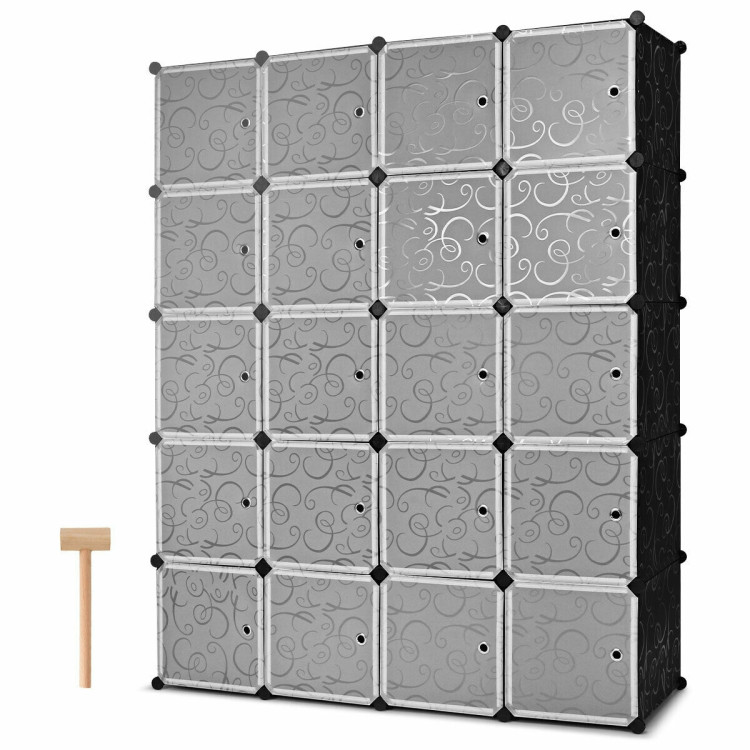 20-Cube DIY Plastic Cube Storage Organizer with DoorsCostway Gallery View 10 of 13