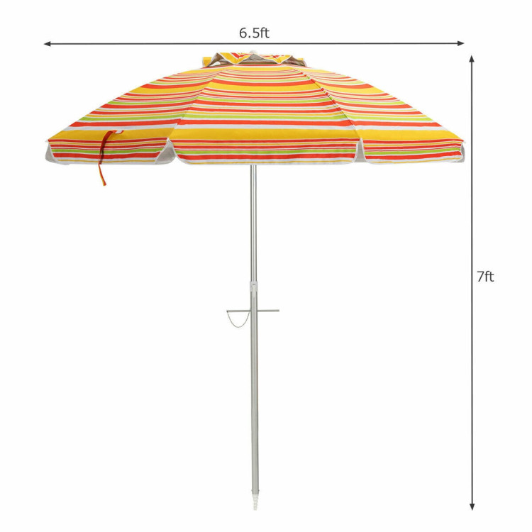 6.5 Feet Beach Umbrella with Sun Shade and Carry Bag without Weight Base-OrangeCostway Gallery View 4 of 11