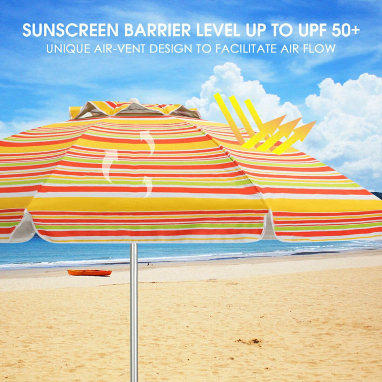 6.5 Feet Beach Umbrella with Sun Shade and Carry Bag without Weight Base-OrangeCostway Gallery View 3 of 11