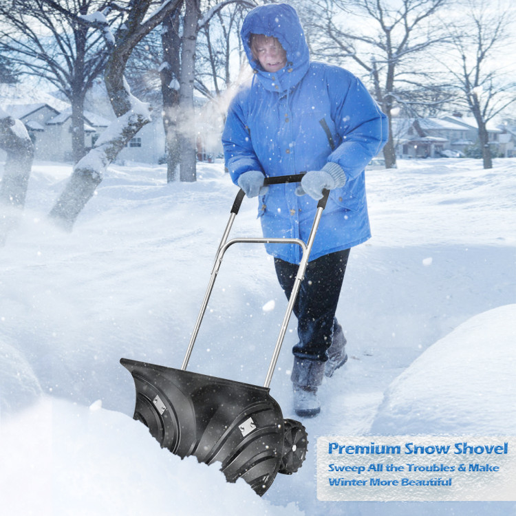 Rolling Snow Pusher Shovel with Adjustable HandleCostway Gallery View 1 of 8
