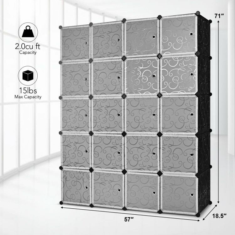 20-Cube DIY Plastic Cube Storage Organizer with DoorsCostway Gallery View 3 of 13