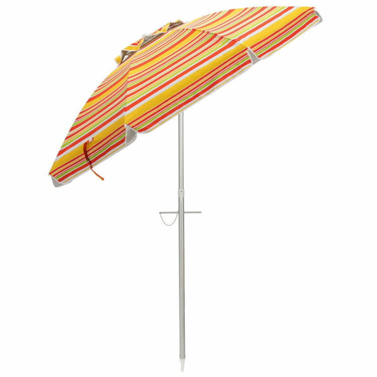 6.5 Feet Beach Umbrella with Sun Shade and Carry Bag without Weight Base-OrangeCostway Gallery View 8 of 11