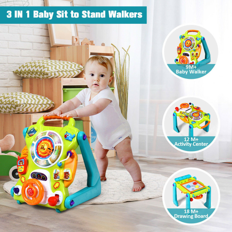 3-in-1 Kids Activity Sit to Stand Musical Learning WalkerCostway Gallery View 2 of 8