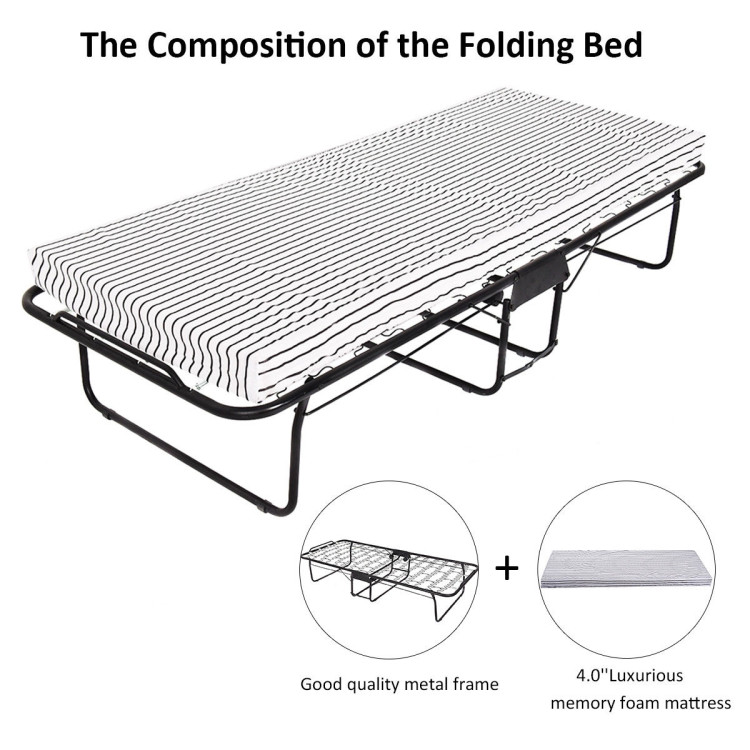 75 x 31 Inch Folding Guest Bed with Foam MattressCostway Gallery View 16 of 18