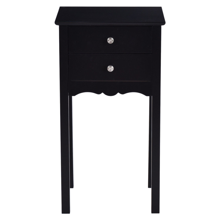 Side Table End Accent Table w/ 2 Drawers-BlackCostway Gallery View 10 of 12