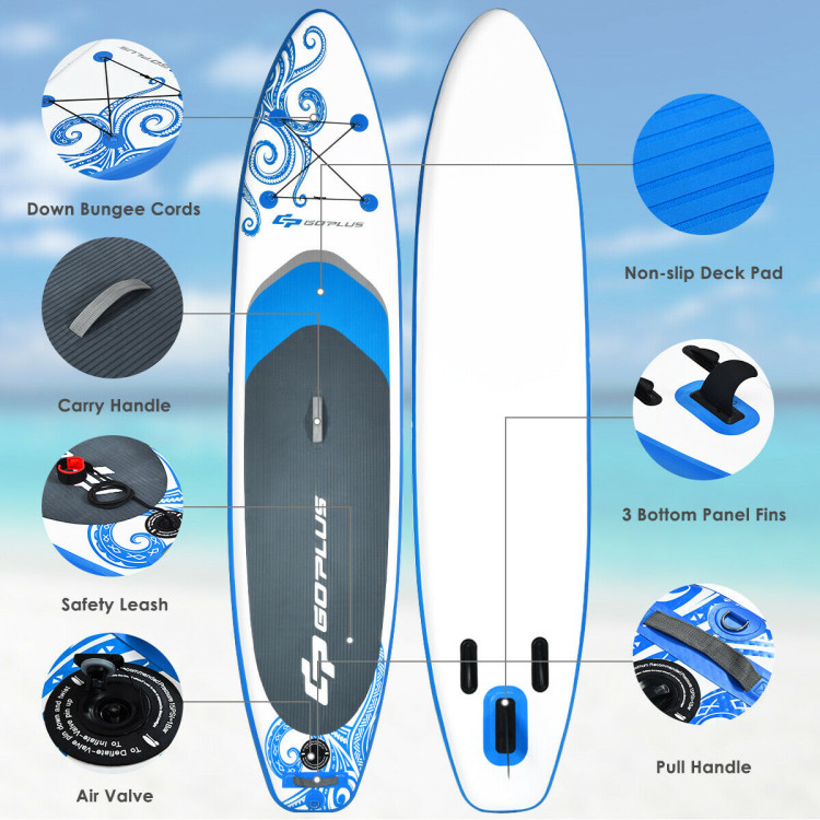 10.6-Feet Inflatable Adjustable Paddle Board with Carry BagCostway Gallery View 6 of 10