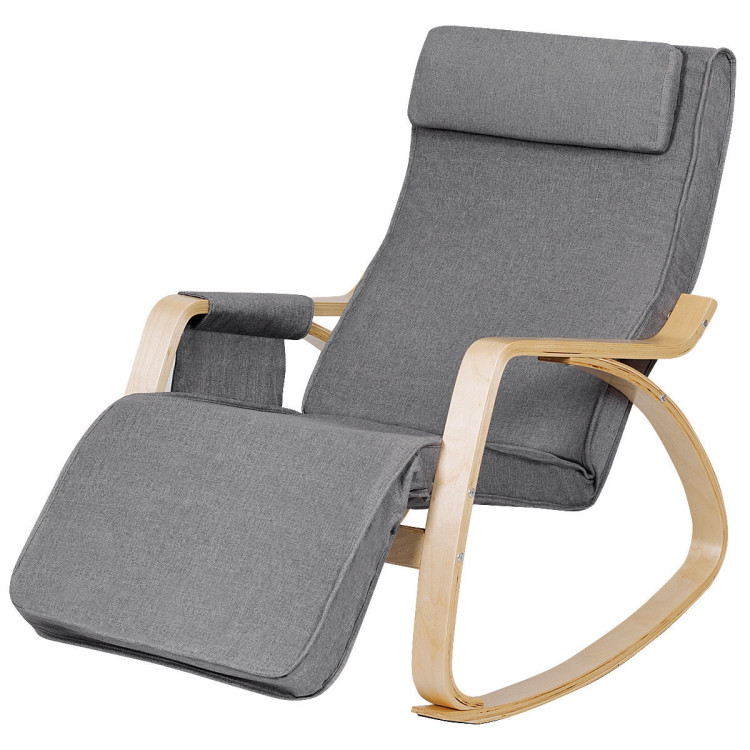 Comfortable Lounge Rocking Chair with Removable Cushion Cover and Side PocketCostway Gallery View 4 of 11