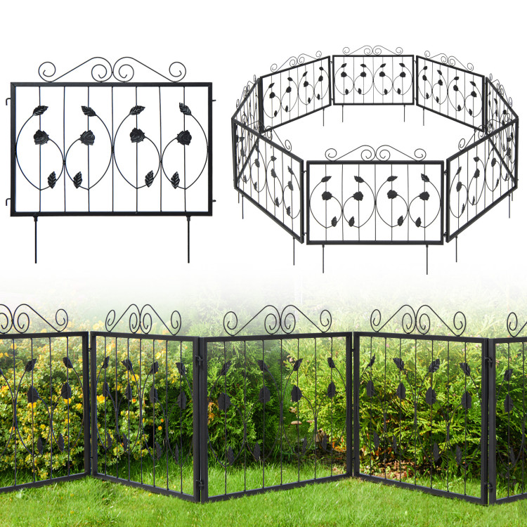 Decorative Garden Fence with 8 Panels Animal Barrier - Costway