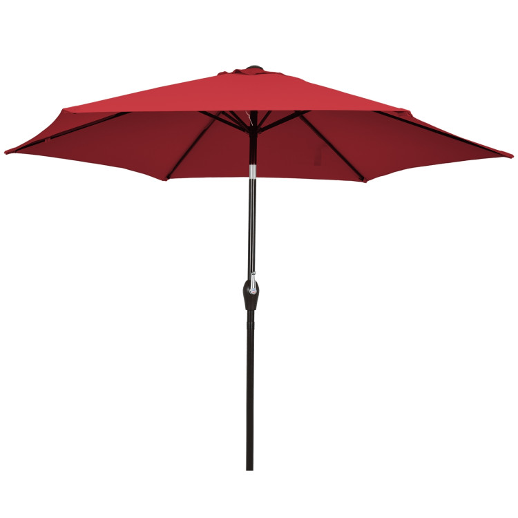 10 Feet Outdoor Patio Umbrella with Tilt Adjustment and Crank-Dark RedCostway Gallery View 1 of 12