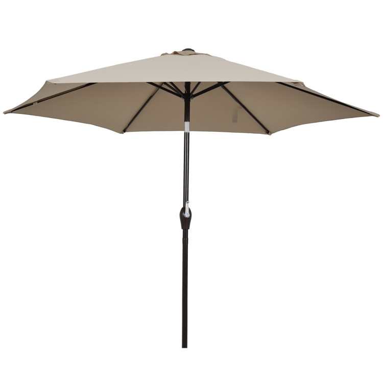 10 Feet Outdoor Patio Umbrella with Tilt Adjustment and Crank-TanCostway Gallery View 1 of 12