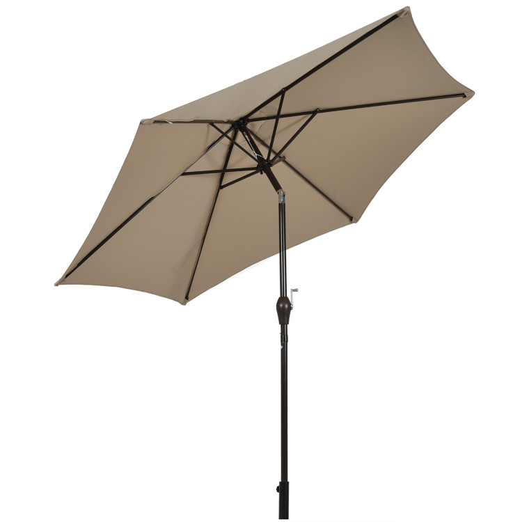10 Feet Outdoor Patio Umbrella with Tilt Adjustment and Crank-TanCostway Gallery View 4 of 12