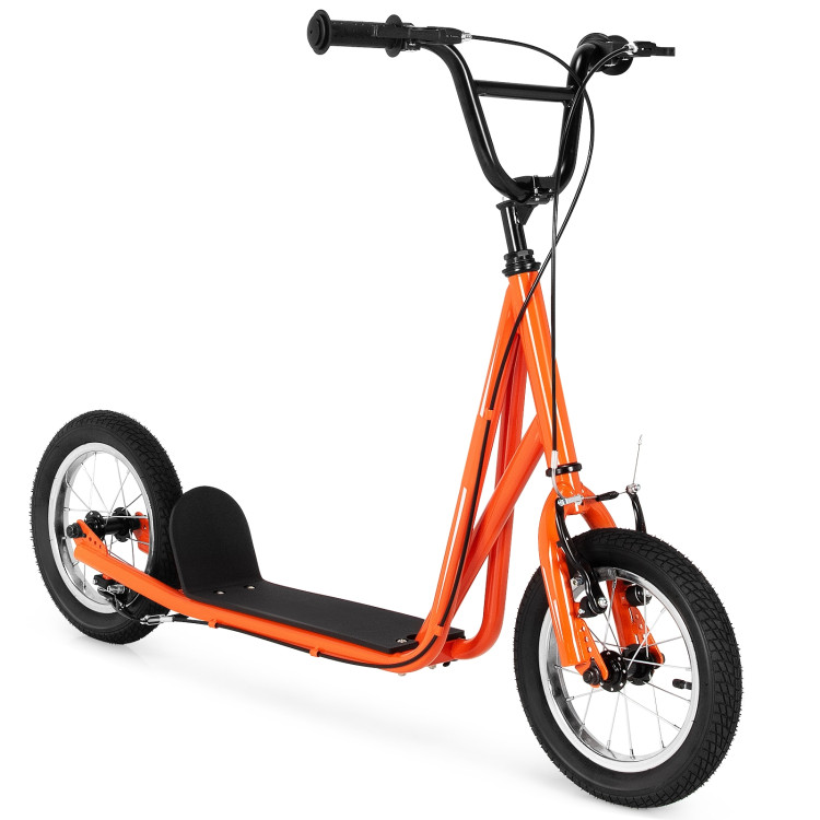 Height Adjustable Kid Kick Scooter with 12 Inch Air Filled Wheel-OrangeCostway Gallery View 3 of 9
