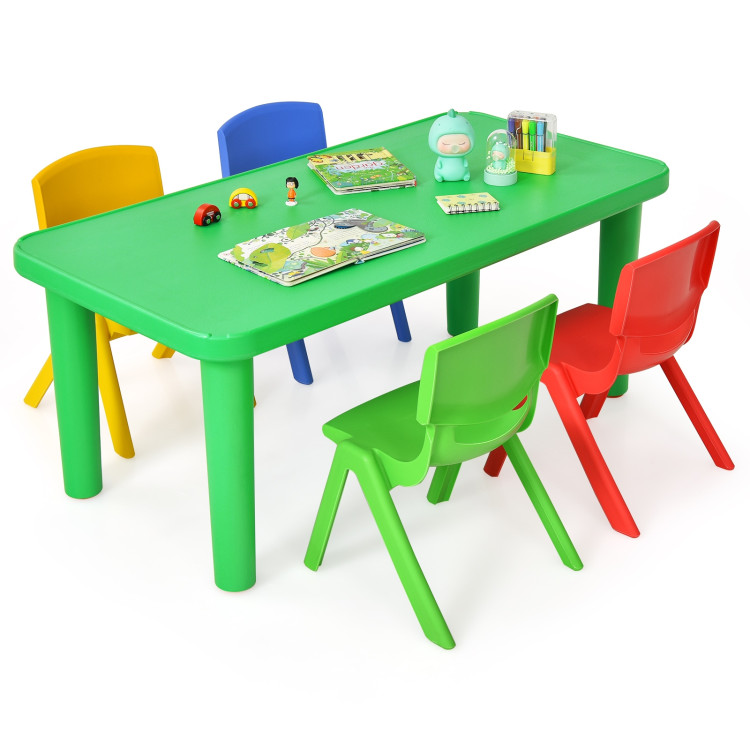 Kids Colorful Plastic Table and 4 Chairs SetCostway Gallery View 11 of 13
