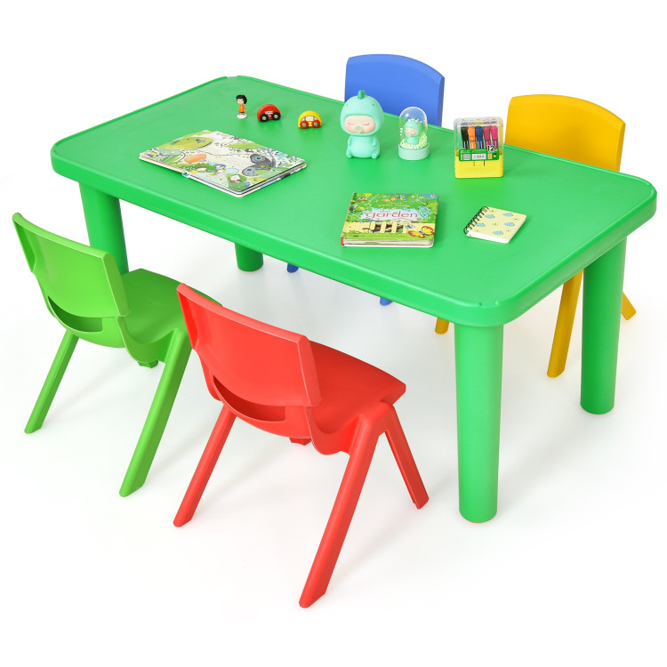 Kids Colorful Plastic Table and 4 Chairs SetCostway Gallery View 12 of 13