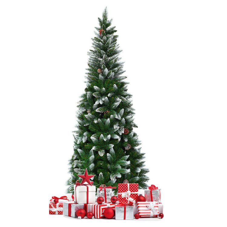 5 / 6 / 7.5 Feet Artificial Pencil Christmas Tree with Pine ConesCostway Gallery View 7 of 10