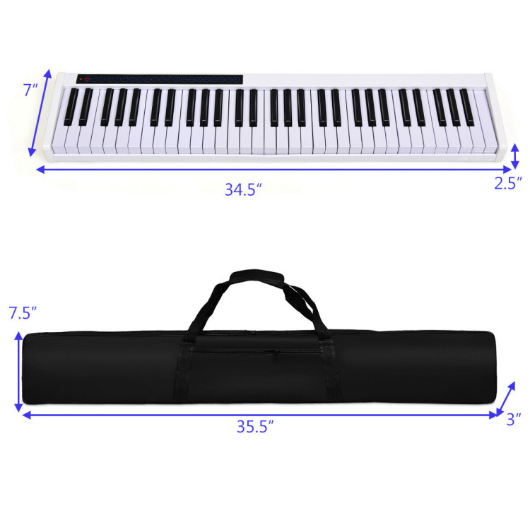 61-Key Portable Digital Stage Piano with Carrying Bag-WhiteCostway Gallery View 4 of 9