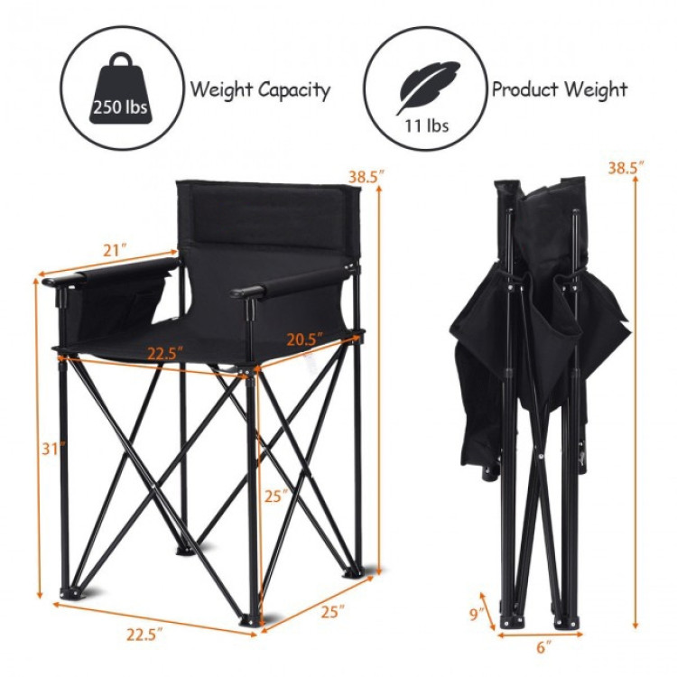 Portable 38 Inch Oversized High Camping Fishing Folding Chair Costway Gallery View 4 of 12