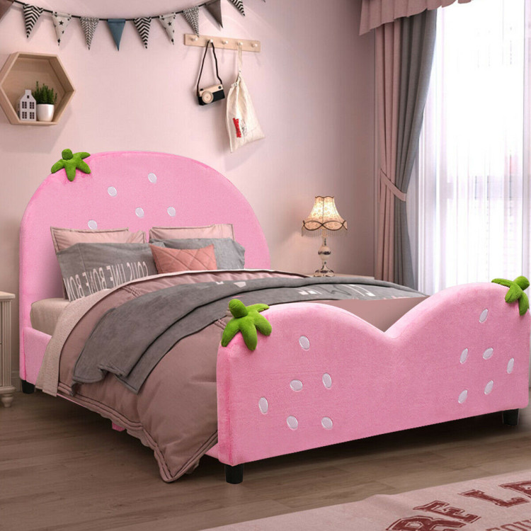 Kids Children Upholstered Berry Pattern Toddler BedCostway Gallery View 1 of 10