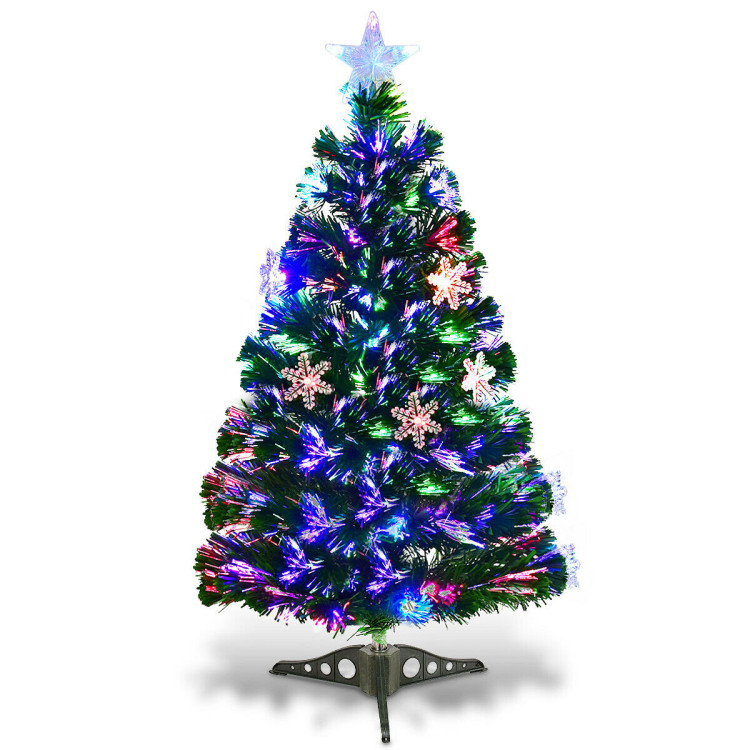 4 / 5 / 6 Feet LED Optic Artificial Christmas Tree with SnowflakesCostway Gallery View 9 of 9