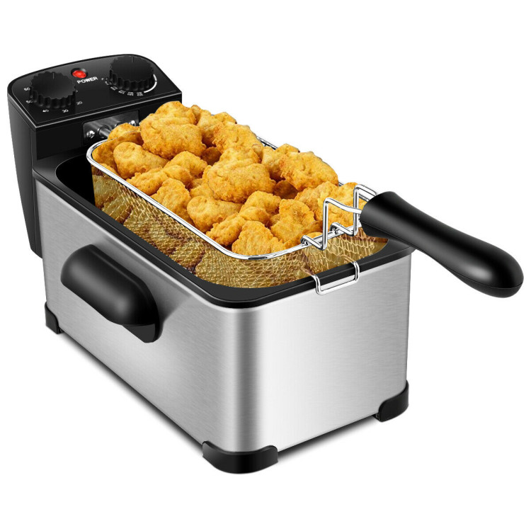 3.2 Quart Electric Stainless Steel Deep Fryer with TimerCostway Gallery View 3 of 12