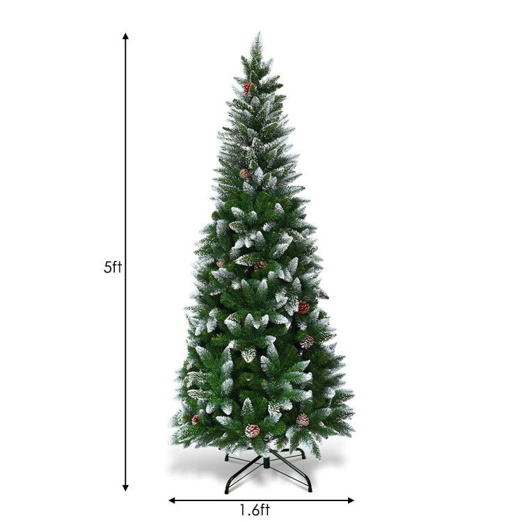 5 / 6 / 7.5 Feet Artificial Pencil Christmas Tree with Pine ConesCostway Gallery View 4 of 10