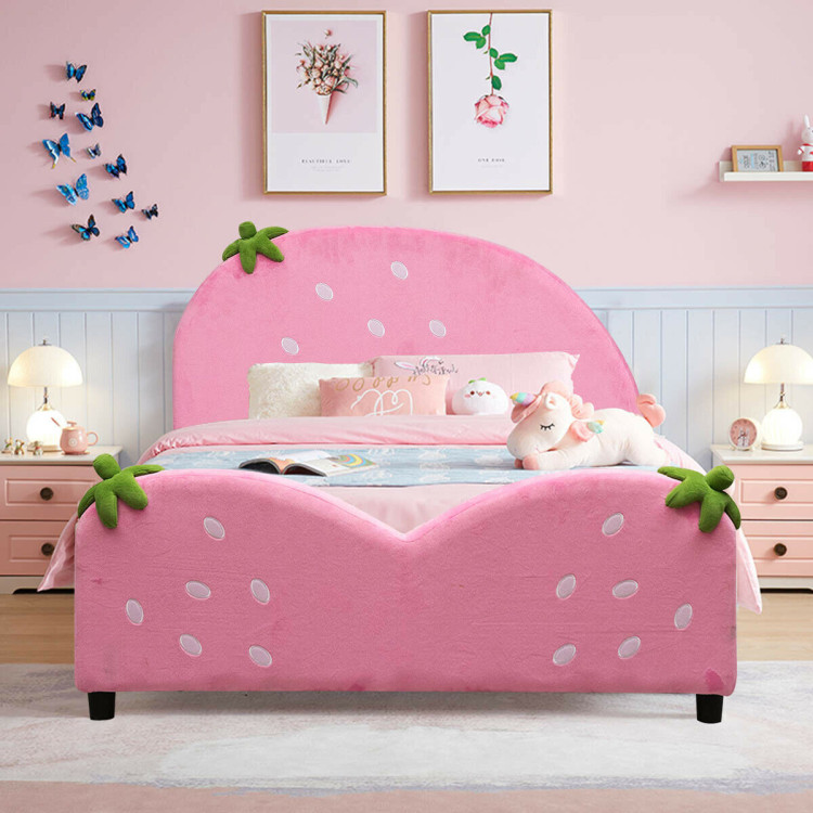 Kids Children Upholstered Berry Pattern Toddler BedCostway Gallery View 9 of 10