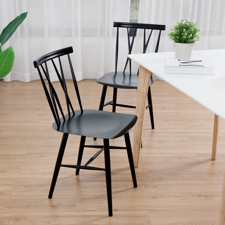Set of 2 Stackable Dining Chairs with BackrestCostway Gallery View 3 of 8