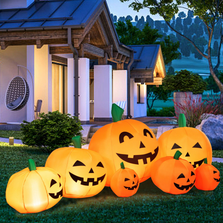 7.5 Feet Halloween Inflatable 7 Pumpkins Patch with LED LightsCostway Gallery View 2 of 12