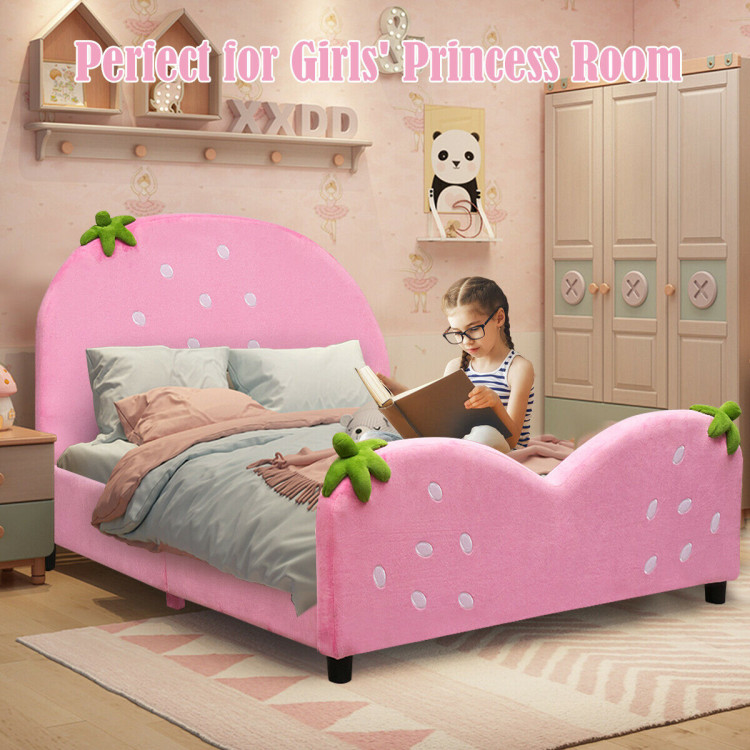 Kids Children Upholstered Berry Pattern Toddler BedCostway Gallery View 8 of 10