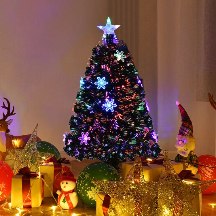 4 / 5 / 6 Feet LED Optic Artificial Christmas Tree with SnowflakesCostway Gallery View 7 of 9
