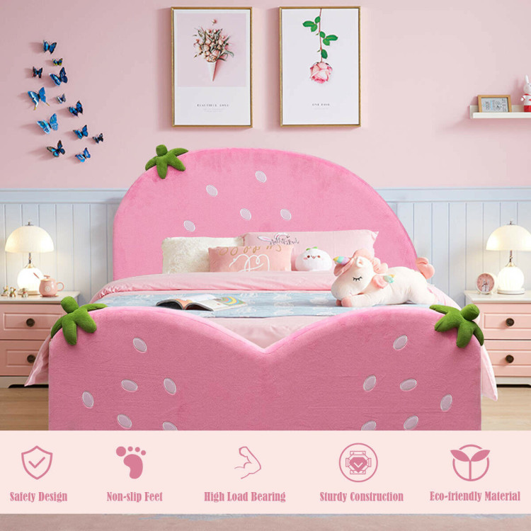 Kids Children Upholstered Berry Pattern Toddler BedCostway Gallery View 2 of 10