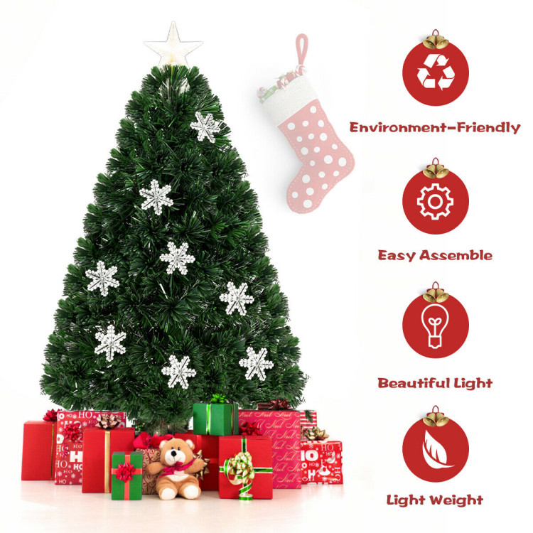 4 / 5 / 6 Feet LED Optic Artificial Christmas Tree with SnowflakesCostway Gallery View 3 of 9