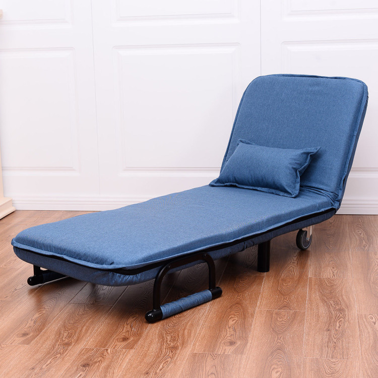 Convertible Folding Leisure Recliner Sofa Bed-BlueCostway Gallery View 6 of 15