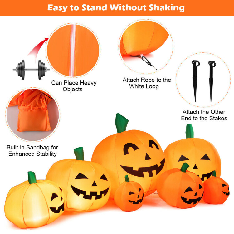 7.5 Feet Halloween Inflatable 7 Pumpkins Patch with LED LightsCostway Gallery View 3 of 12