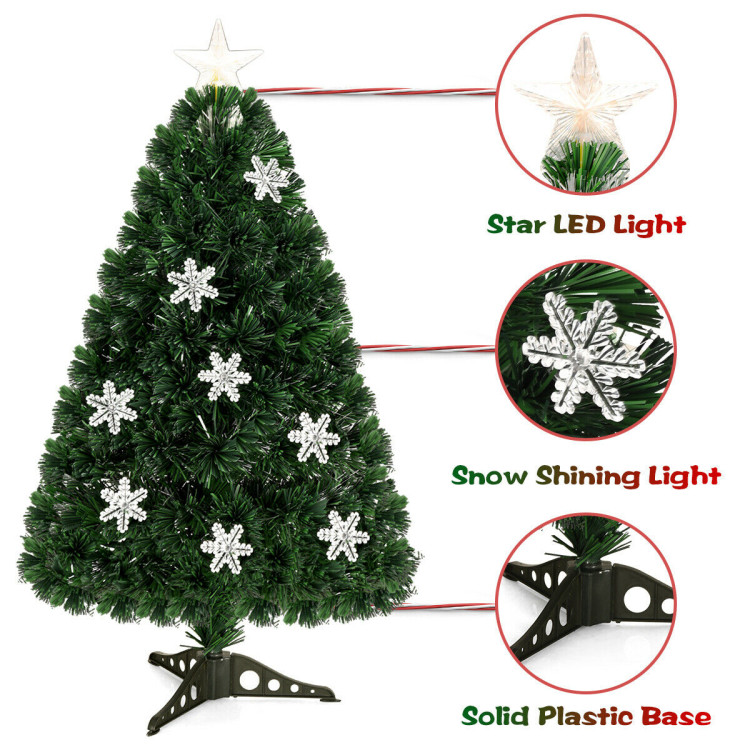 4 / 5 / 6 Feet LED Optic Artificial Christmas Tree with SnowflakesCostway Gallery View 5 of 9