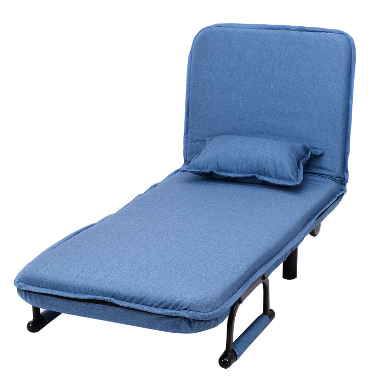 Convertible Folding Leisure Recliner Sofa Bed-BlueCostway Gallery View 8 of 15