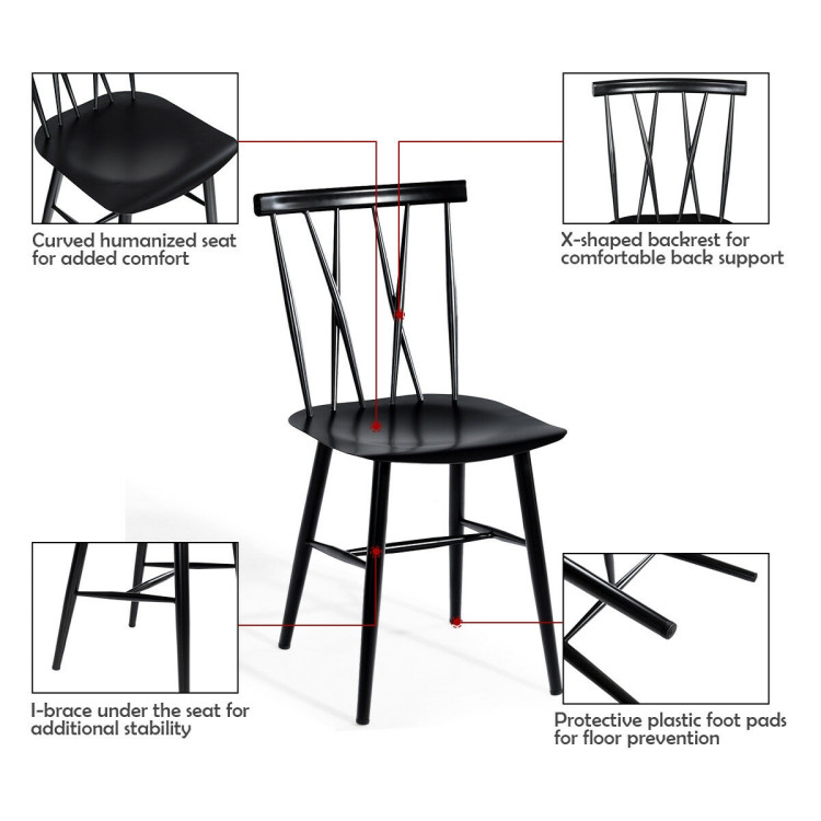 Set of 2 Stackable Dining Chairs with BackrestCostway Gallery View 5 of 8