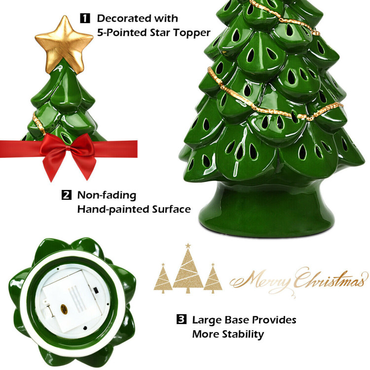 11.5 Inch Pre-Lit Ceramic Hollow Christmas Tree with LED LightsCostway Gallery View 5 of 9