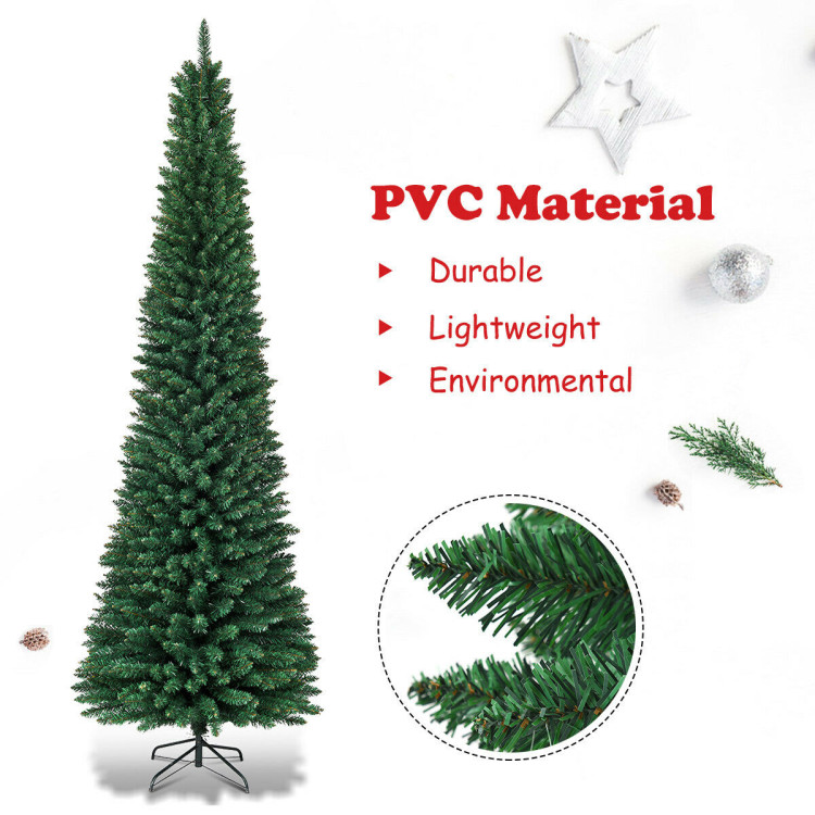 PVC Artificial Slim Pencil Christmas Tree-7 FeetCostway Gallery View 5 of 11