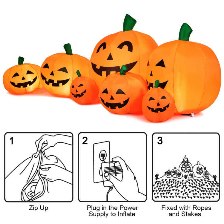 7.5 Feet Halloween Inflatable 7 Pumpkins Patch with LED LightsCostway Gallery View 12 of 12