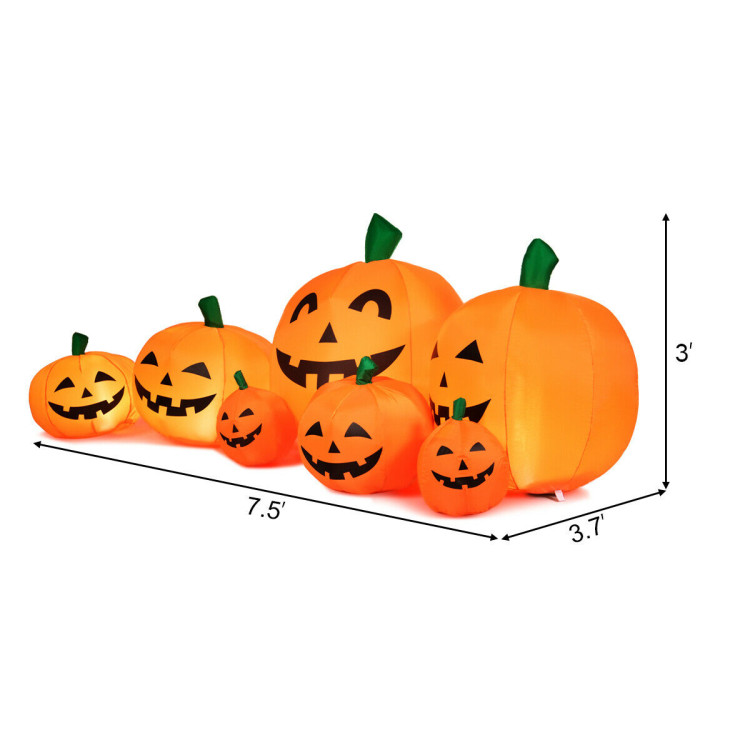 7.5 Feet Halloween Inflatable 7 Pumpkins Patch with LED LightsCostway Gallery View 5 of 12