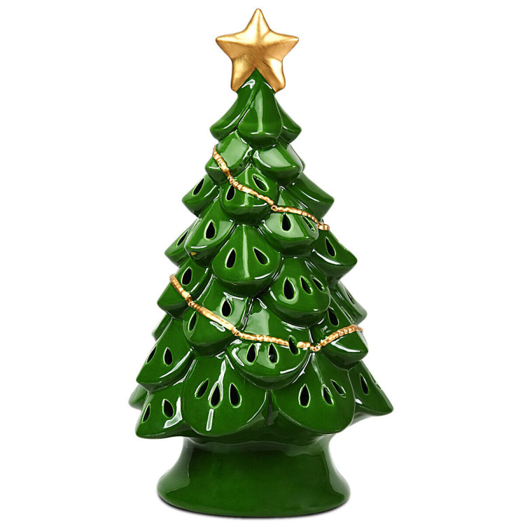 11.5 Inch Pre-Lit Ceramic Hollow Christmas Tree with LED LightsCostway Gallery View 1 of 9
