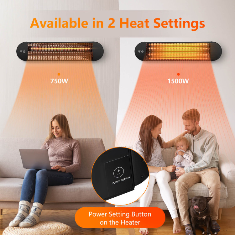 750W/1500W Wall Mounted Infrared Heater with Remote ControlCostway Gallery View 3 of 11